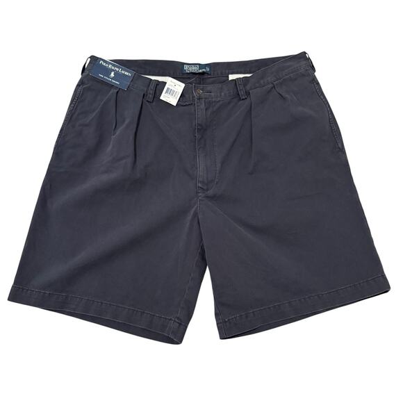 Polo Ralph Lauren Shorts Men’s Size 42 Navy The Tyler Pleated Casual Chino New - Picture 1 of 6